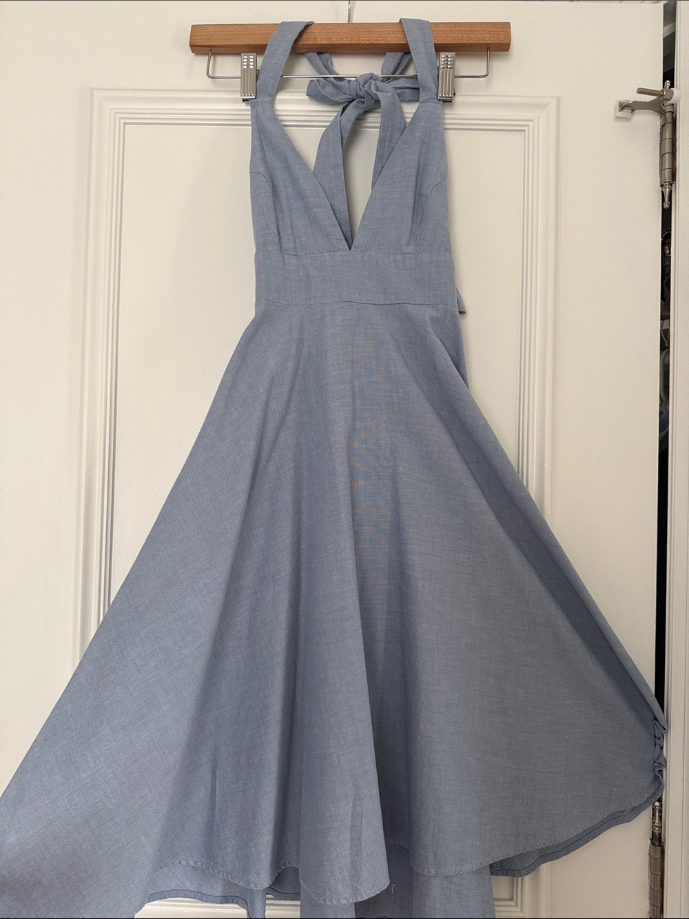 Light Blue Halter Fit-and-Flare Dress